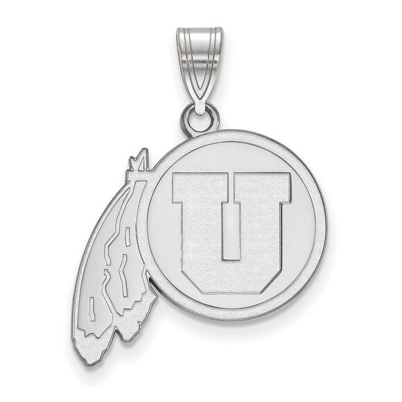 14k White Gold U. of Utah Large Pendant